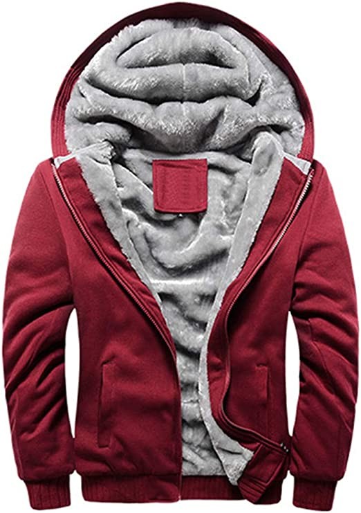 FOURSTEEDS Women's Solid Color Hoodie Thick Fleece Lined Insulated Winter Jacket Jacket, 38 Red, Small