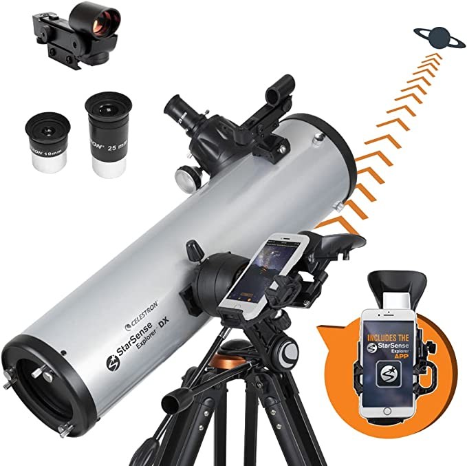 Celestron - StarSense Explorer DX 130AZ Smartphone App Enabled Telescope - Works with the StarSense App to help you find stars, planets and more - 130mm Newtonian reflector - Compatible with iPhone / 