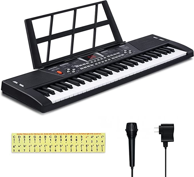 UIOTYO 61-key piano keyboard, keyboard piano for beginners, built-in dual speakers and microphone keyboard piano teaching gift