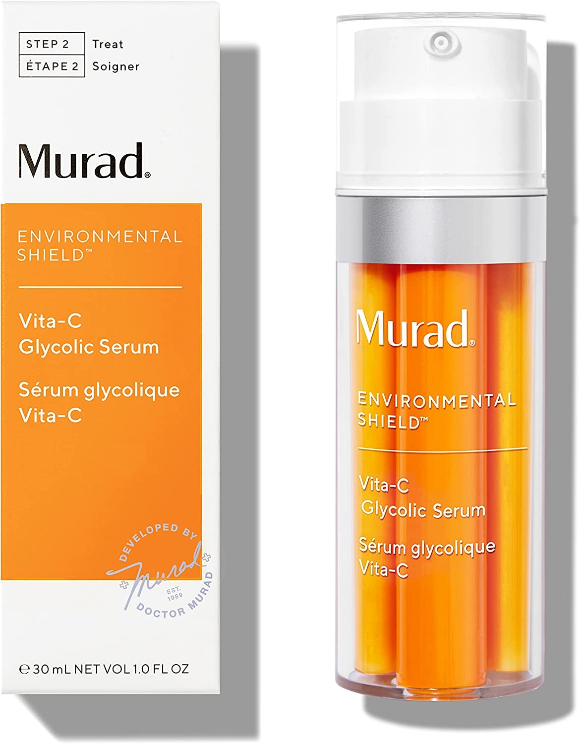 Murad Environmental Shield Vita-C Ethanol Brightening Serum - Vitamin C Facial Serum - Gold Stabilized Vitamin C Facial Serum with Glycolic Acid - Facial Brightening Serum
